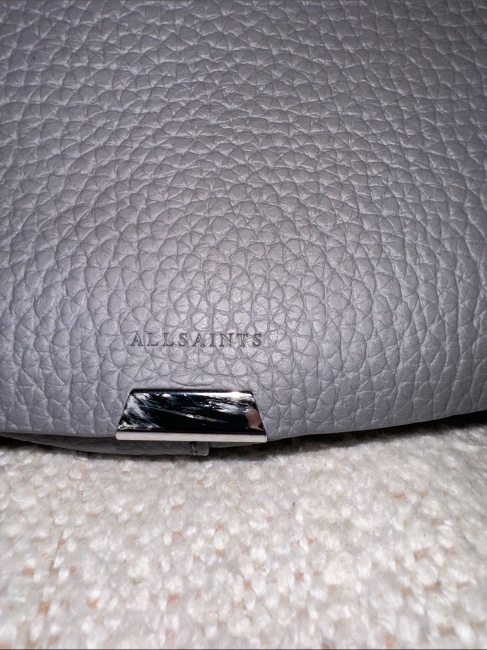 All Saints Gray Pebbled Leather Saddle Shoulder Bag - Picture 7 of 8